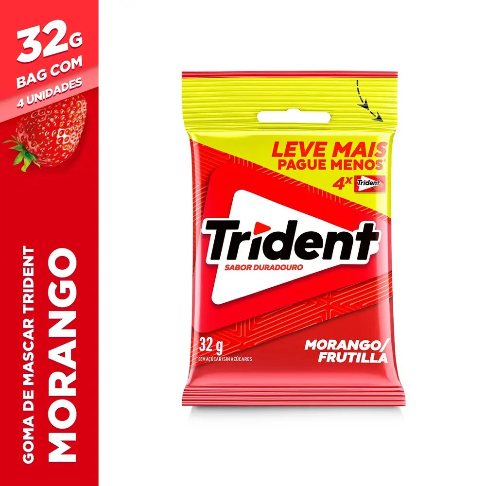 Goma de Mascar Trident Morango Pct 4UN